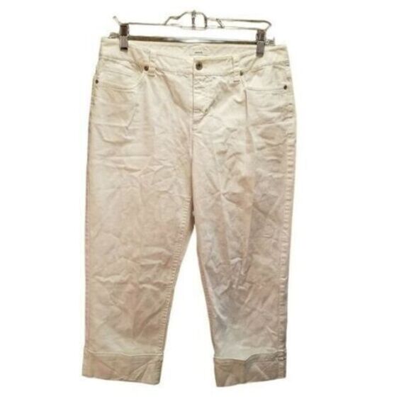 Liz & Co. Womens Size 10 White  Solid Capri Pants - Picture 7 of 10